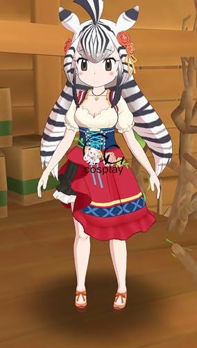 GGcosplay けものフレンズ チャップマンシマウマ Chapman's Zebra (Style Icon) コスプレ衣装 （ウィッグ 靴 道具 別売り ）ハロウィン 仮装 イベント cosplay ロールプレイング コスチューム
