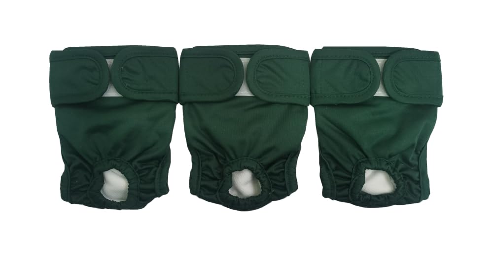 JUTESK Washable Female Dog Diapers (3pack) of Durable Doggie Diapers (Green, XS, 3, count)