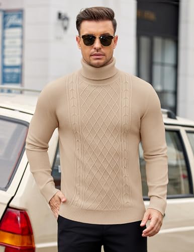 Pull col Roulé Homme COOFANDY Tricot d'Hiver Casual et Business Ajusté Uni - 2