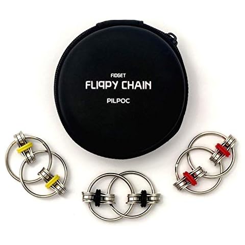PILPOC Flippy Chain Fidget Toy - Fidget Roller - for Reducing Stress, ADHD, Anxiety, Improving Focus, Bike Chain Fidget Toy, Roller Fidget Toy, Fidget Chain, Fidget Toy Bike Chain, Key Ring Spinner Cover