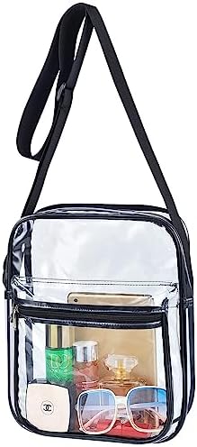 USPECLARE Clear Messenger Bag for Work & Business Travel, Transparent Crossbody Shoulder Bag Gym Clear Bag with Front Pocket and Adjustable Strap for Women, Men (Large )