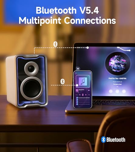 Image of Edifier QR30 2.0 Desktop Active Speaker, Compact Bluetooth V5.4 Computer Speakers, Wireless Bookshelf Speaker, 30W (RMS), 3.5mm AUX & USB-A Wired Input, Dynamic Light Effects, App Control, White