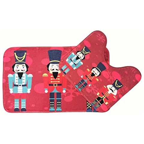 Velosso Christmas Bath Mat and Pedestal Set Cover