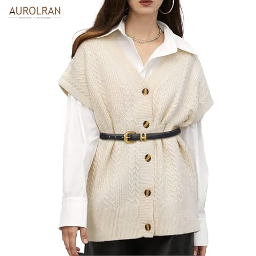 Image of Aurolran Women's Leather Belt with Buckle - Ideal for Dresses, Jeans, and Coats