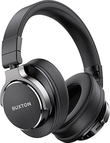 Buxton Bluetooth-Kopfhörer, kabellos, Geräuschunterdrückung, 22 Stunden Akkulaufzeit, mit integriertem Mikrofon, optimiert für Telefonanrufe, Google Assistant und Alexa, Schwarz 9800