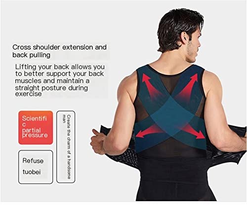 Breathable Body Shaper Men Slimming Vest Tight Abdomen Tank Top Compression Shirt Tummy Control Underwear,Black Vest-Medium3