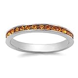 Sterling Silver - Eternity Ring Yellow Topaz CZ -3mm