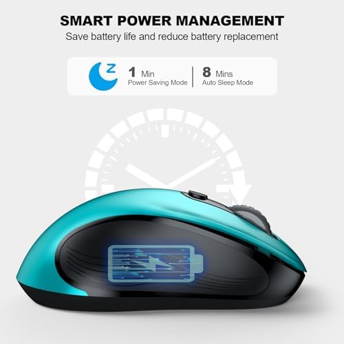 WisFox 2.4G Wireless Mouse for Laptop, Ergonomic Computer Mouse with USB Receiver and Type-C Adapter, 3 Adjustable Levels, 6 Button Cordless Wireless Mice for Windows Mac PC Notebook (Green) - 3