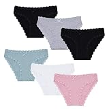 FP DE POWER FLOWER Damen Baumwoll Bikini Slip Spitze Bikinislip Femininer Slip für Damen Stilvolle Damen Unterwäsche (6 Stück) (6455, L-XL)