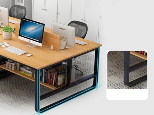 jianghinice Double Desk for Two People, 47 Inch Two Person Desk - Double Computer Desk with Partition and Storage Shelves, Long Office Writing Table Computer Workstation for Home Office (Black)