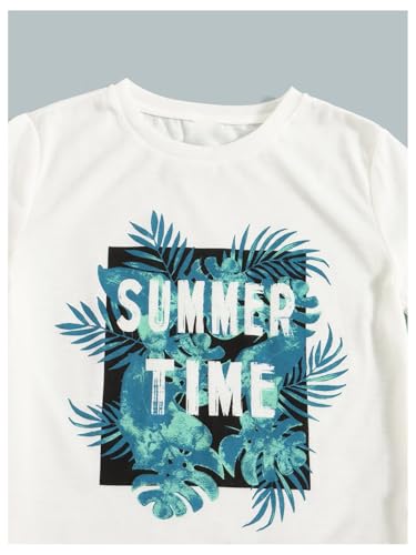 Image of SOLY HUX Boy's Summer Short Sleeve Letter Tee Shirt and Track Shorts 2 Piece Outfit
