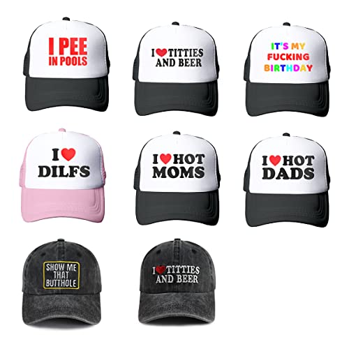 Image of Trucker Hats for Men Women, Funny Gag Gifts Joke, Classic Adjustable Mesh Baseball Cap Snapback Hat Black
