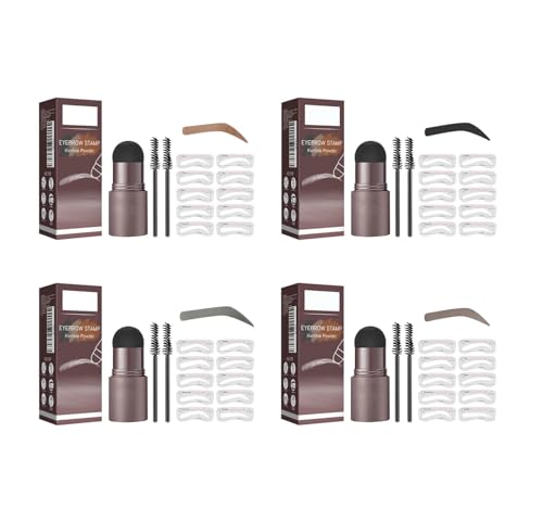 Augenbrauen Stempel Pulver Set mit 10 Augenbrauen Schablonen Stempel &2 Braue Pinsel, 1 Step Brow Stamp Shaping Kit, Augenbrauenstempel wasserdicht Langanhaltender Makeup Brauenpuder Kit # 4 Farben