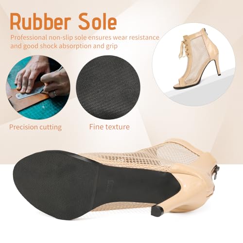 Women Ballroom Dance Boots Open Toe Lace Up Mesh Salsa Performence Professional Latin Dance Boots,DS-9703