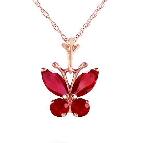 Galaxy Gold GG 14k Solid Rose Gold Necklace Bar 0.35 ct Ruby
