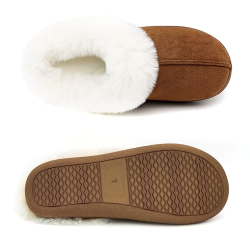 Jerzmy Fuzzy Slippers for Women, Memory Foam Cushion Womens House Slippers Suede Fluffy Faux Fur Lining Comfy Home Shoes for Indoor Outdoor Bedroom Garden Winter4