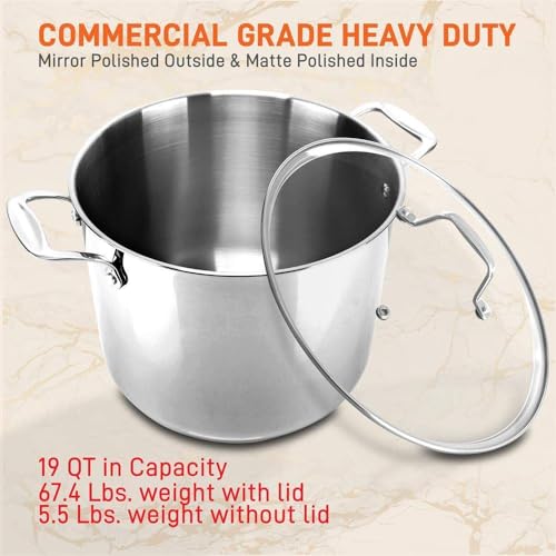 image for NutriChef 19-Quart Stainless Steel Stock Pot - 18/8 Food Grade Heavy D