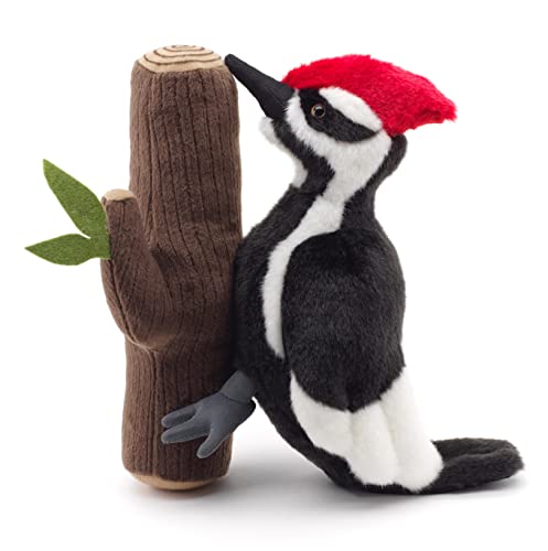 - Picchio sul tronco - 27 cm altezza - Uccello di peluche -