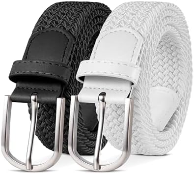 YOUCHAN 2er-Pack Gürtel für Damen und Herren Gürtel Elastische Flechtgürtel 3,3 cm Stretchgürtel mit Verstellbarer Dehnbarer Stoffgürtel Unisex