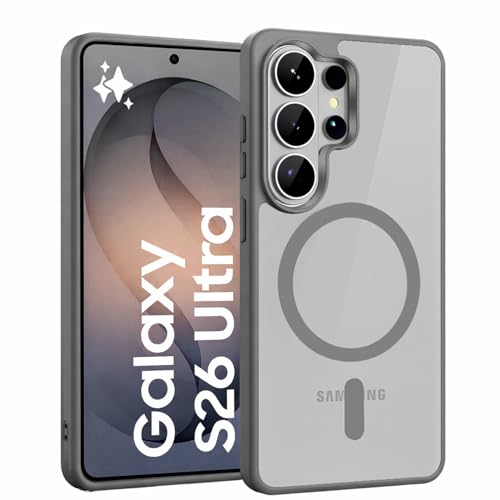 Image of DIZORO Compatible with Samsung S26 Ultra Case,Compatible with MagSafe, Non Yellow Military-Grade Drop Protection & Hard PC Back Cover Slim Transparent Anti-Scratch Shockproof Phone Case (Titanium)