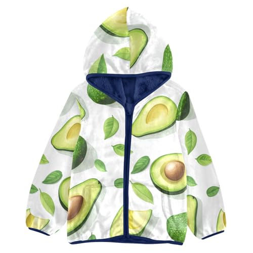 Avocado Wedges and Slices Girls Fleece Jacket Girls Fall Jacket Girls Zip Up Hoodie Girls Sherpa Jacket 2-10T