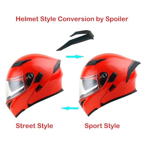 1Storm Motorcycle Modular Full Face Helmet Flip up Dual Visor Sun Shield: HB89 Glossy Red by 1Storm - Image 3