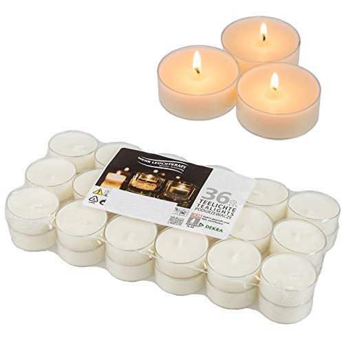 Smart Planet® Set di candele ambiente da 36 pezzi, lumini bianchi in contenitore trasparente, lunga durata