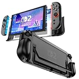 FIWWAT Dockable Protective Case for Nintendo Switch 2, TPU Ergonomic Grip Cover with Foldable JoyCon Holder Design, Slim Shockproof Hard Shell fit for Switch 2 Console & Kickstand - Matte Black