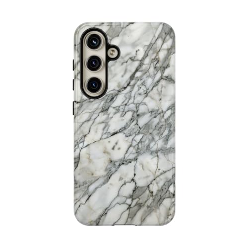 Coque rigide Galaxy S24 marbre blanc brillante pour protection élégante