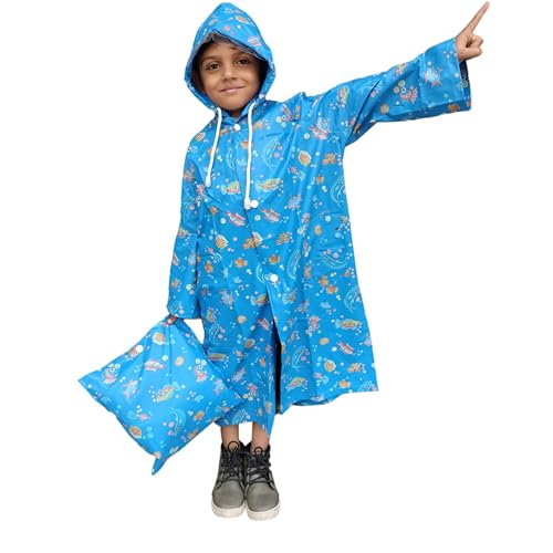 Kids Waterproof Raincoat – PVC Long Sleeve Rainwear with Adjustab...