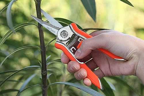 Garden Art 6.5 Inch Micro-Tip Pruning snip Gardening Hand Pruning Shears Trimming Scissors with Stainless Steel(Orange) GAHC058-2