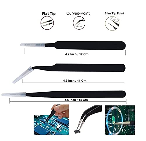 Image of 10-in-1 Mobile Repairing Tool Kit, Mobile Opening Tool Kit with 3 Precision Tweezers, Metal Spudger, Plastic Pry Tool & Opening Picks for Phone, Laptop, Tablet and Electronics Repair