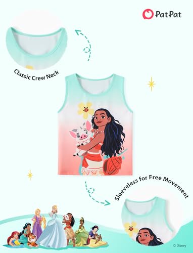 Image of Disney Stitch丨 Frozen丨 Minnie Mouse丨Princess丨Winnie Tank Top+Dolphin Shorts Girls Outfits Workout Athletic Set Summer