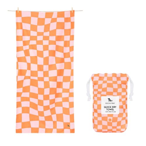 Dock & Bay quick-dry sand-free beach towel (groovy check) 160x90cm