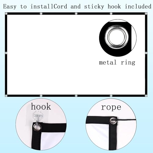 Image of Portable Outdoor Movie Screen, 60-200 Inch 3D Projector Screen Foldable Movie Screen for Projectors Enjoy Outdoor Film Movie Night, Projector Backing Black Movies Screens(16:9,100 inch screen)