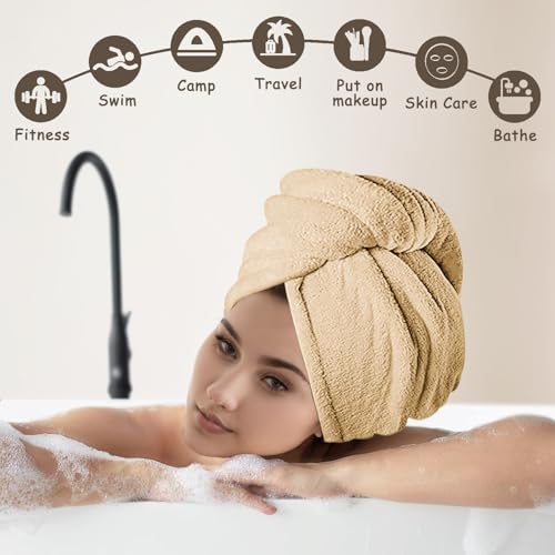 YHPDYL 3 peças de toalha de cabelo de microfibra, envoltórios de cabelo para mulheres, cabelo molhad