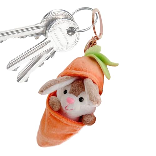 Jeruytgh Llavero de conejo de zanahoria de felpa, juguete de conejo de zanahoria, juguete de peluche de conejo suave, material de algodón y PVC, tela agradable a la piel, 12 cm, para familiares