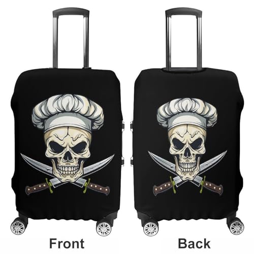 Chef Skull Knife Luggage Cover Suitcase Cover Protector Anti-scratch Travel Suitcase Wrap for Unisex M3