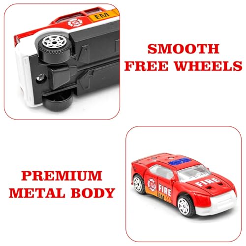 Image of Fire Truck Toy for Kids, Pack of 5 Diecast Metal Toy Cars with Free Wheel, Fire Engine, Fire Brigade Truck & Emergency Rescue Vehicle Toy Set, Birthday Gift for Boys & Girls