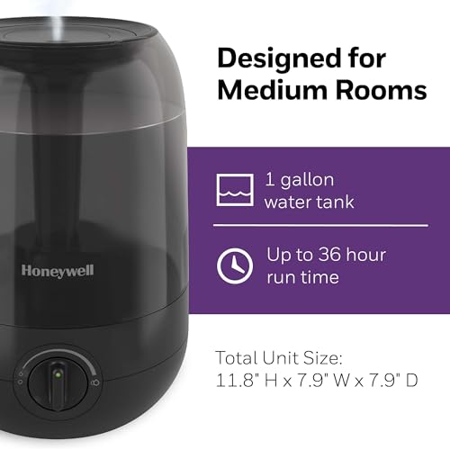 Honeywell Ultra Comfort Cool Mist Humidifier, No Filter, Easy to Fill and Clean, Cleaning Brush Included, Ultra Quiet, Use Air Humidifier with Essential Oils for Extra Comfort, Black, HUL545B - image 6