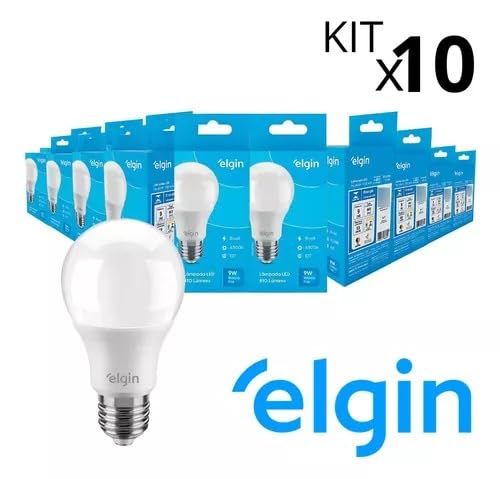 Combo 10 Lâmpadas ELGIN 9w Branco Frio