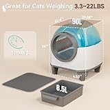JUMMICO Self Cleaning Cat Litter Tray 90L - APP Controlled,Automatic Litter Box with 9 Safety Sensors,Odorless,Extra Large Enclosed Litter Box for Multiple Cats,Easy to adapt - Image 5