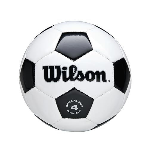 WILSON Traditional Soccer Ball - Size 4, Black/White