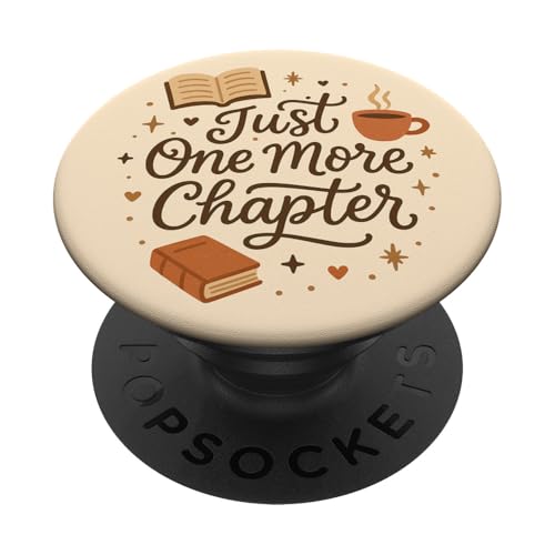 Just One More Chapter Book Lover Bookish Reading Beige PopSockets PopGrip Adesivo