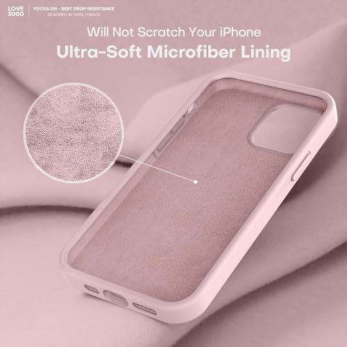Image of LOVE 3000 Compatible with iPhone 12 Pro Max Phone Case | Thickening Liquid Silicone | Anti-Scratch Microfiber Lining | Full-Body Duty Heavy Protection Case for iPhone 12 Pro Max Women Girls, Pink Sand