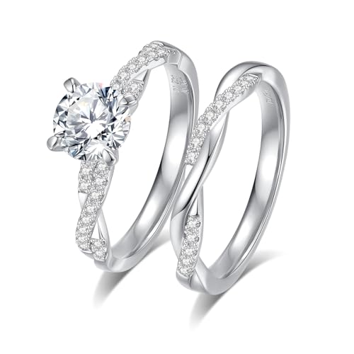Image of Moissanite Wedding Ring Sets for Women Bridal Ring Set D Color VVS1 Different Cut Engagement Rings S925 Sterling Silver Promise Rings for Wife