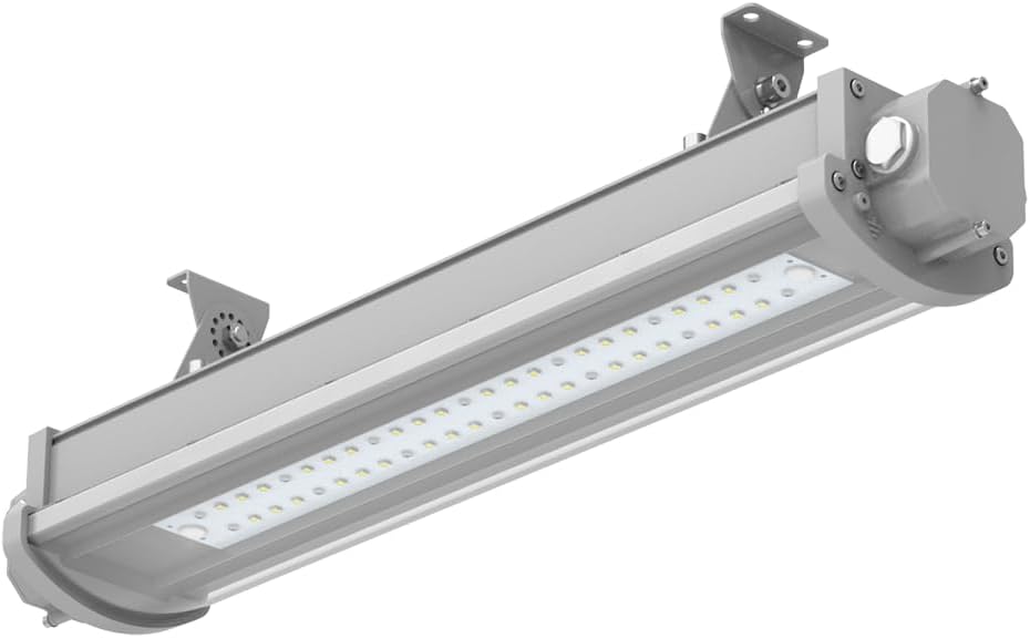 LED 2FT Explosion Proof Light UL844 Certified 40W 5000K 5200Lm (200W HPS Eqv.), Class I Division II Hazardous Locations Industry Luminaires Dimmable IP66 Waterproof, New FLF Series