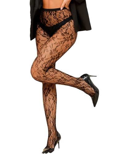 Image of Lace Tights Lace Stockings Sunflower Fishnet Stockings for Women Leggings Floral Pantyhose