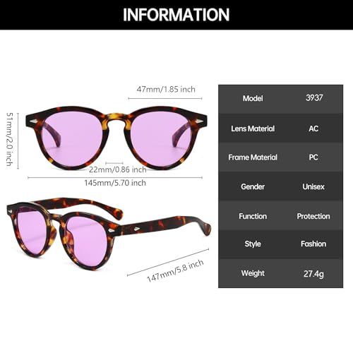 YAMEIZE Vintage Round Sunglasses Women Men - Round Shades UV400 Protection Driving Outdoor3
