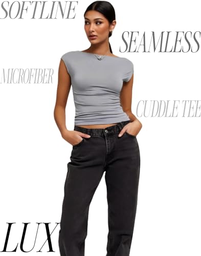 Image of SIGHTBOMB Ultra Soft Fabric Afford LUX Edition Double Layered Boat Neck Folded Cap Sleeves SOFTLINE Cuddle TOP for Women